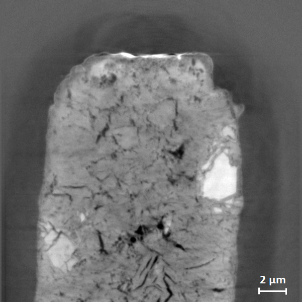 Nanotomography slice of a sample of cement paste - beamline ANATOMIX